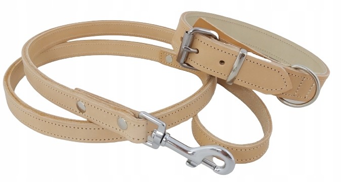 dr Seidla Komplet Skórzana i Smycz dla Psa juchtowa L