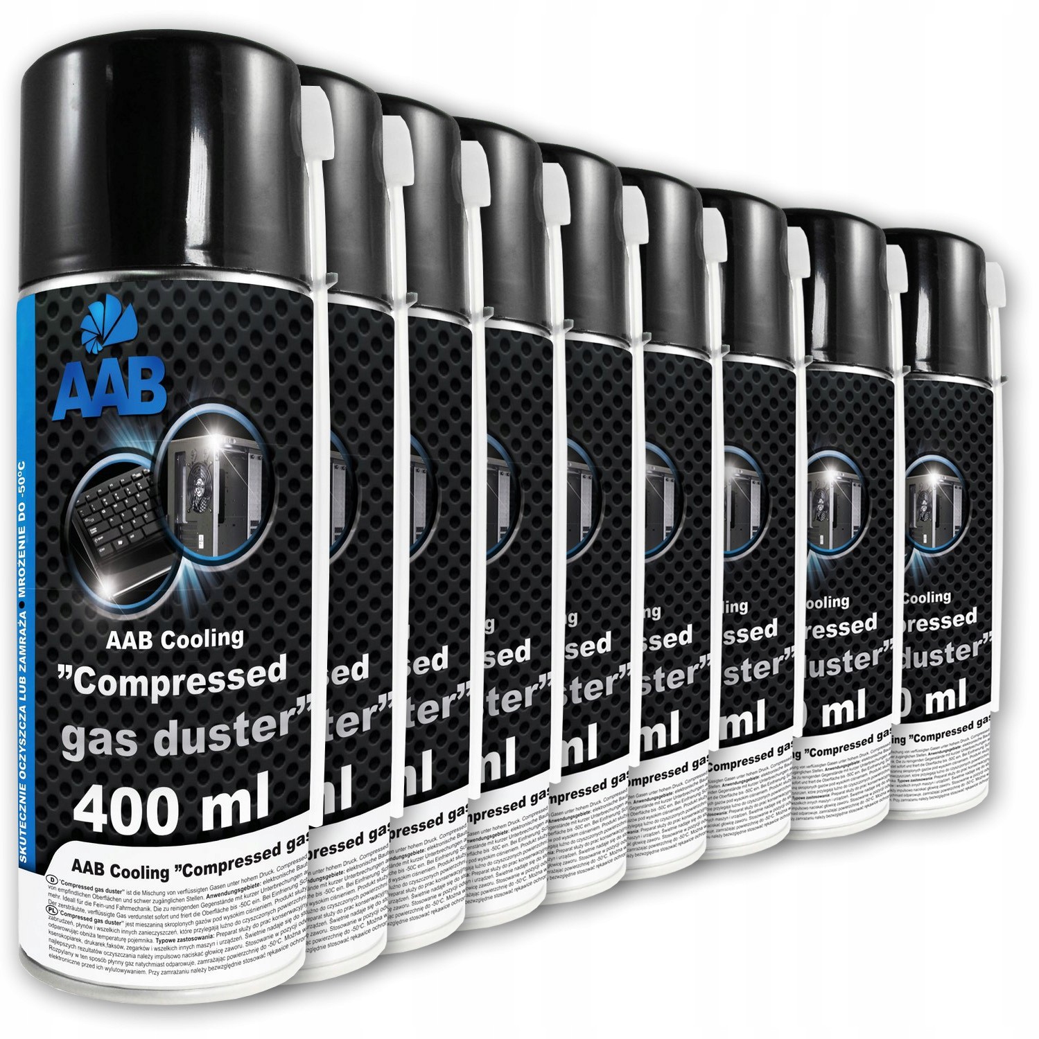 9x Aab Cooling Sprężone Powietrze 400ml + 18xRURKA