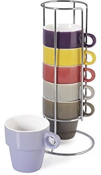 Home Color Cup szafka ¨ usługi filiżanki do herbaty z chromowanymi Stand, bez talerz, porcelana, vielf aerbig, 6 sztuki 8003512571367