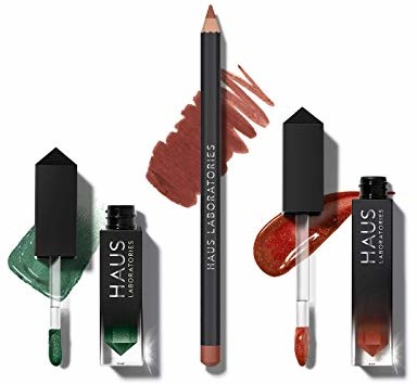 Haus Laboratories HAUS LABORATIES By Lady Gaga: HAUS OF COLLECTIONS | zestaw do makijażu z torbą, płynnymi cieniami do powiek, pomadką do ust i błyszczykiem do ust, w 9 zestawach, wegański i nie testowany na zwierzętac