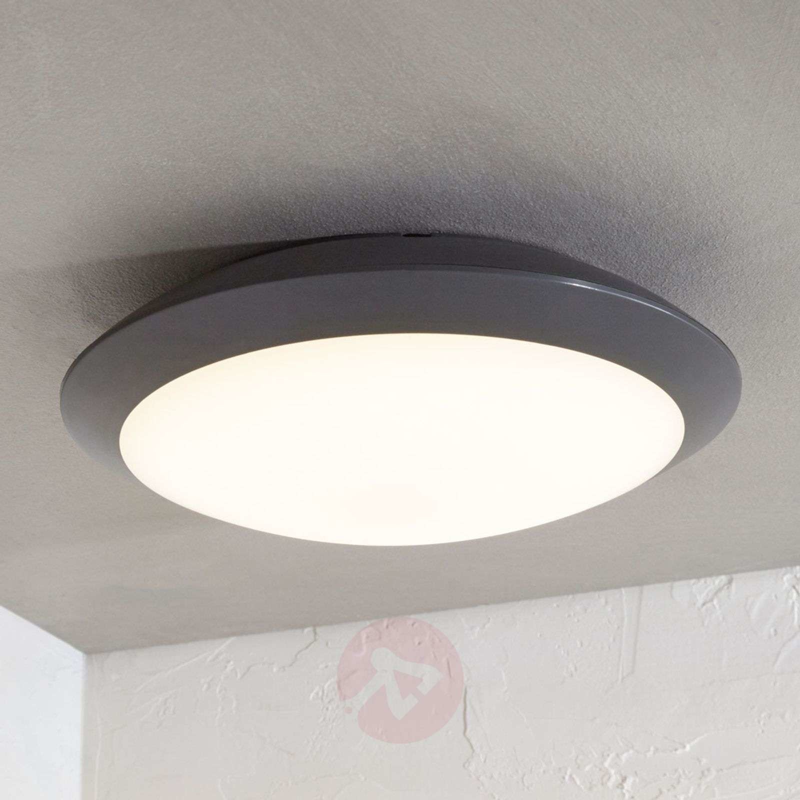 Lampenwelt com Lampa sufitowa zewn. LED Naira szara, z czujnikiem