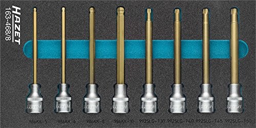 Hazet Komplet klucz nasadowy  wkrętak, kwadratowym przekroju 12,5 MM 1/2 cala, pokryte  Liczba narzędzia profilu wewnętrznego TORX: 8, 1 sztuki, tin, 163  468/8
