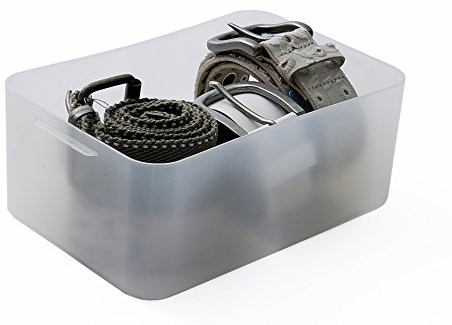 Rotho Sundis 1429900096 Pure Opbergbak uit kunststof, organizer voor kantoor, keuken, badkamer, enzovoort, A5-formaat medium, 24,2 x 15,5 x 9 cm, transparant 1429900096