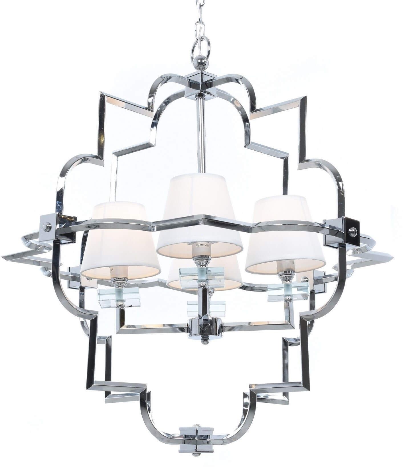 Lumina Deco Deco LAMPA WISZĄCA NOWOCZESNA BIAŁO-CHROMOWANA BALTIMORE W4 LDP 8020-4 (CHR+WT)