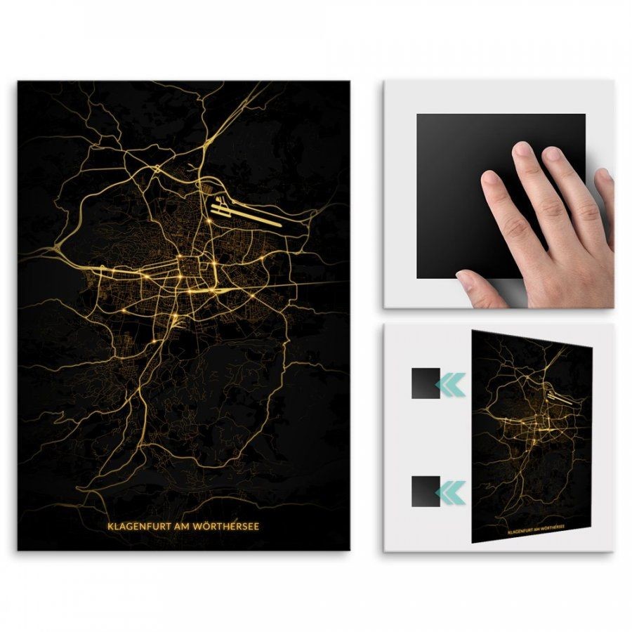 Pix4home Plakat metalowy Mapa Night Lights Klagenfurt am Wörthersee M POS-M-03232