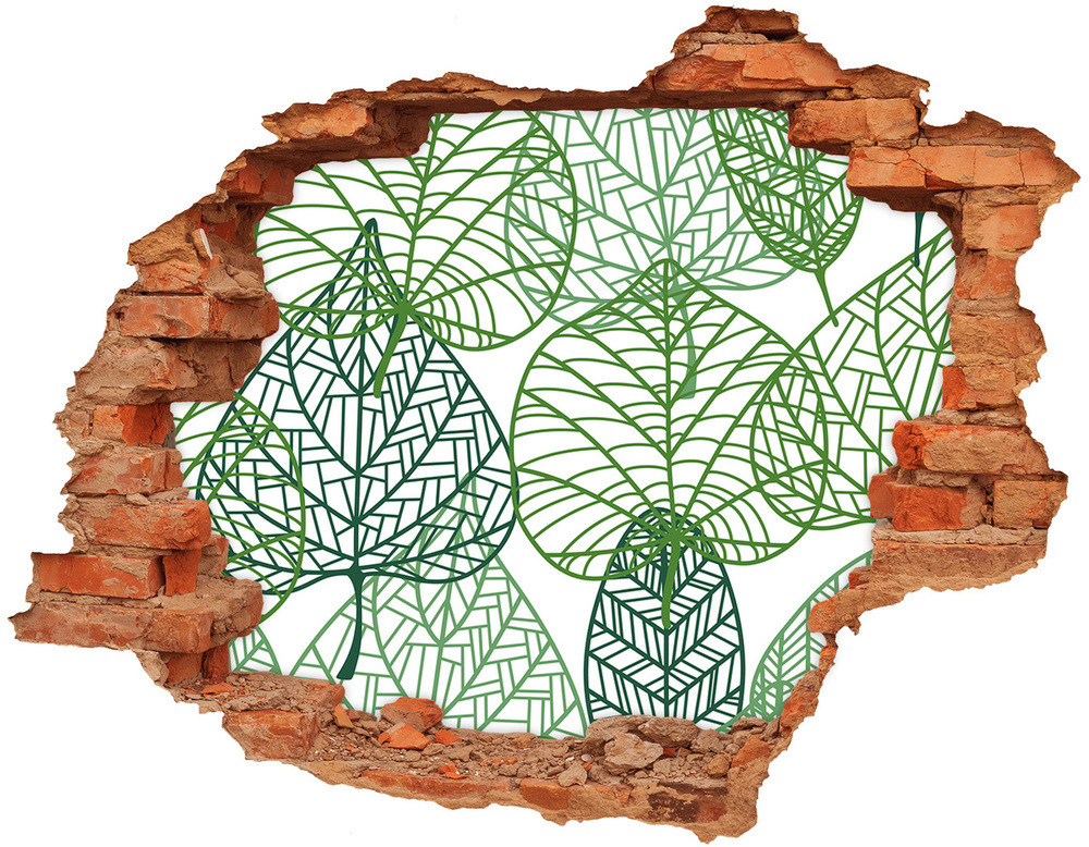 Wallmuralia.pl Naklejka 3D dziura Zielone liście wzór