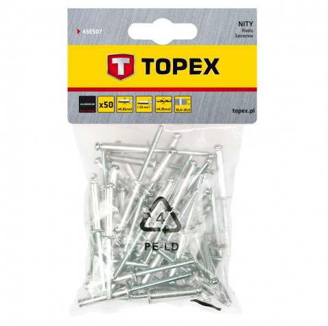 TOPEX Nity aluminiowe 4.8 x 23 mm, 50 szt. TOP-43E507