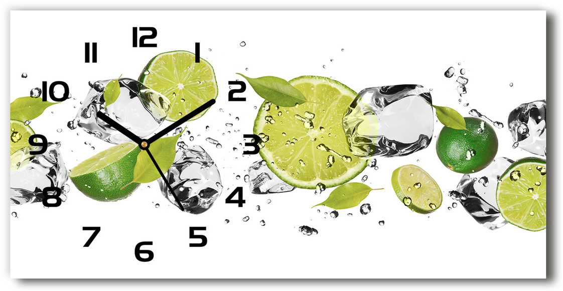 Zegar ścienny szklany cichy Limonka i woda