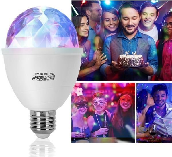 AIGOSTAR Żarówka LED PARTY LIGHT E27 3W RGB na Imprezę / domówkę 203382