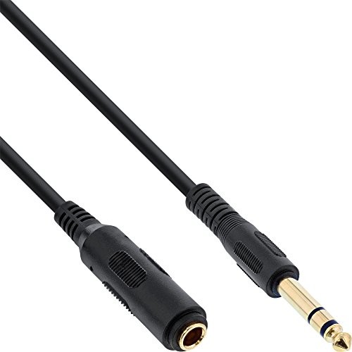 InLine 99971 przedłużenie, wtyczka jack 6,3 MM na gniazdo do słuchawek, Stereo, 1 m Czarny 99971