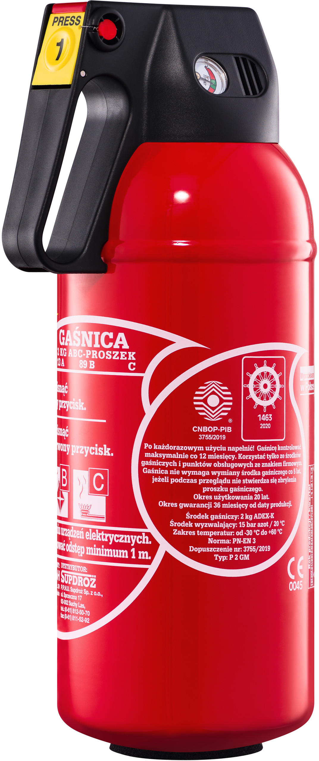 Gloria Gaśnica proszkowa 2 kg GLO-PD-2-GA