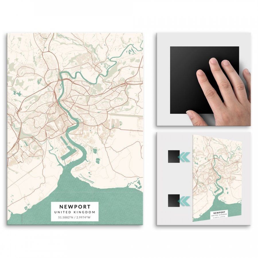 Pix4home Plakat metalowy Mapa Vintage Newport M POS-M-04187