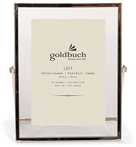 Goldbuch Ramka na zdjęcia Loft z metalu, ramka z podstawką, ramka portretowa na 1 zdjęcie/zdjęcie w formacie 9 x 13 cm, metalowa ramka na zdjęcia ok. 14,2 x 17,2 x 1 cm, srebrna ramka, 9 x 13 cm 96 0381