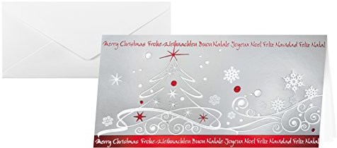 Sigel DS393 kartki bożonarodzeniowe Winter Breeze z kopertami, długość DIN, z tłoczeniem, 10 sztuk DS393