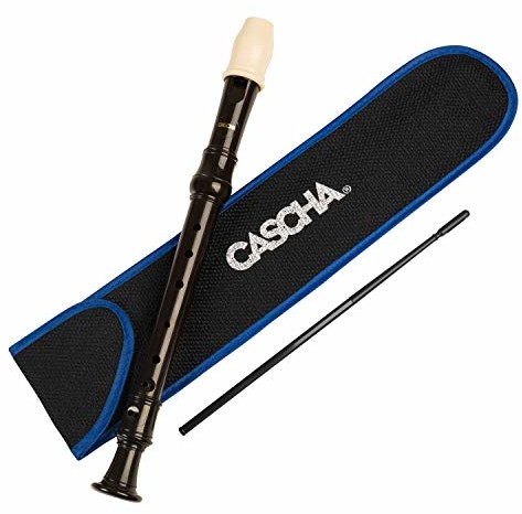 CASCHA CASCHA Flet sopranowy, flet z tworzywa sztucznego dla dzieci i początkujących, zestaw z torbą, wycieraczką i tabelą uchwytów, brązowy, barokowy uchwyt HH 2174