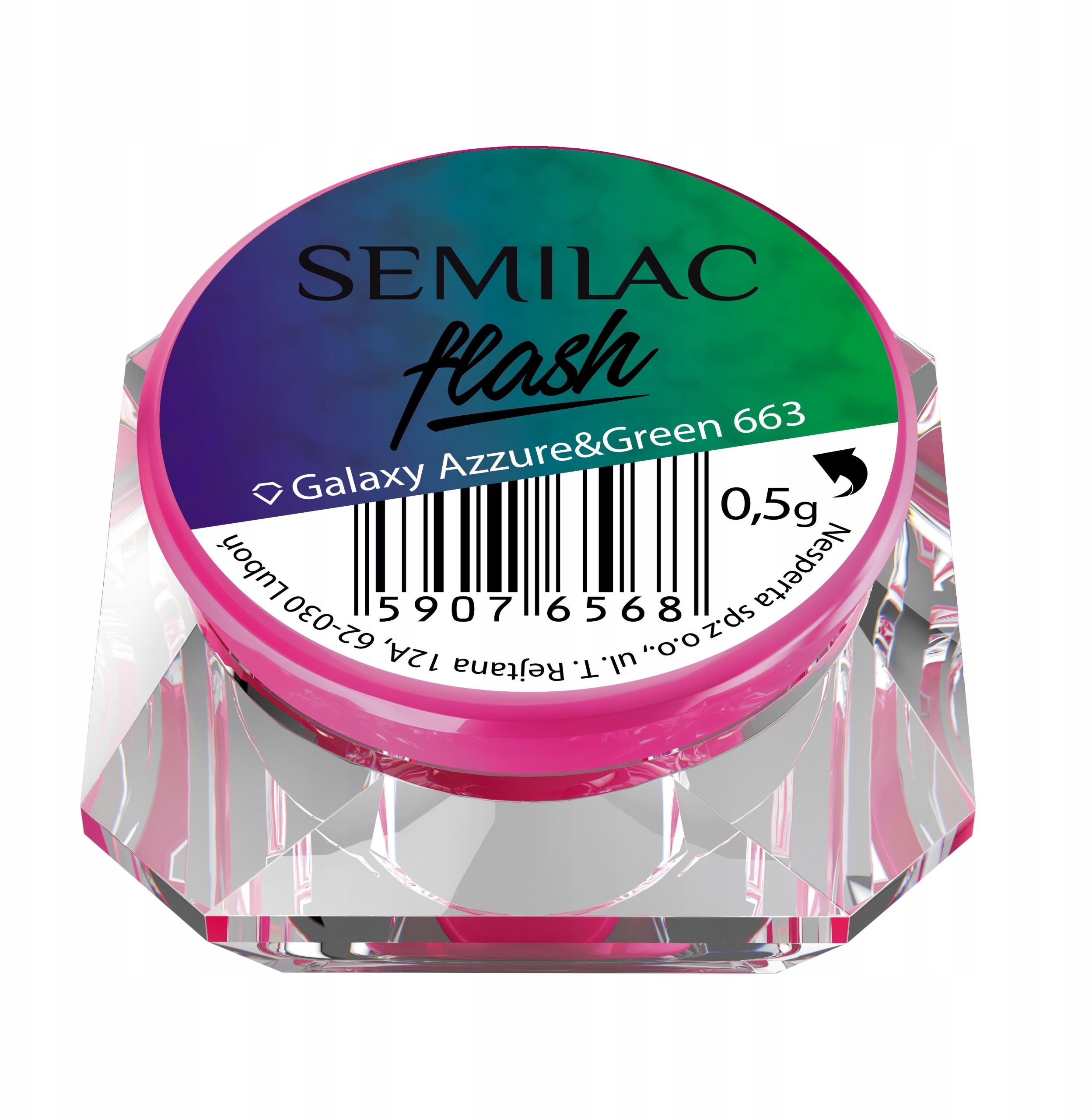 Semilac Pyłek Flash Galaxy Azzure & Green 663