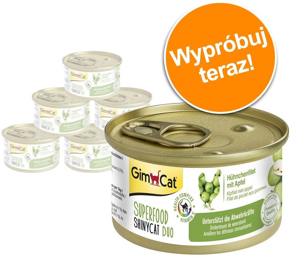 GimCat Pakiet Próbny Superfood ShinyCat Duo 6 x 70 g Pakiet próbny 4 rodzaje)