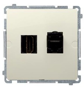 Kontakt Simon Kontakt_Simon Gniazdo HDMI + RJ45 kat.6. (moduł) beż BMGHRJ45.01/12