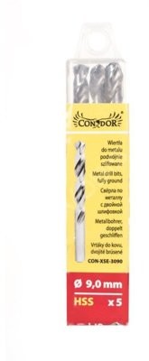 CONDOR Zestaw wierteł podwójnie szlifowane do metalu 9mm 5szt