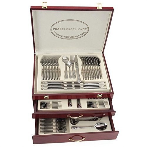 Pradel Excellence pradel Excellence d635 °C/113 zestaw sztućców, 113-częściowy Ambiance w połączeniu z drewnianej skrzynce z 2 szufladami D635C-113