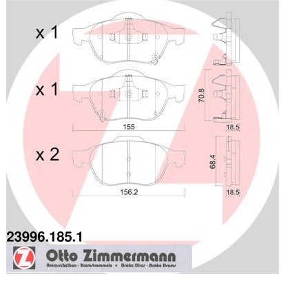ZIMMERMANN Zestaw klocków hamulcowych, hamulce tarczowe 23996.185.1