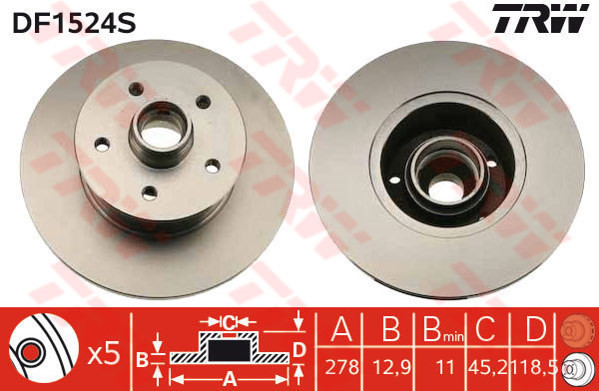 TRW Tarcza hamulcowa DF1524S