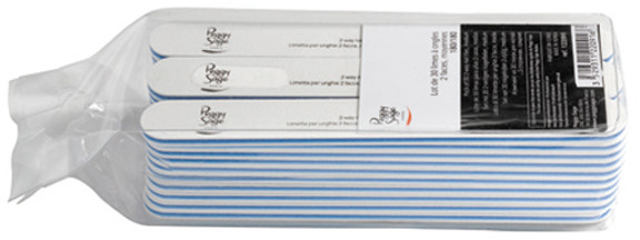 Peggy Sage Komplet 30 x pilniki do paznokci dwustronne 180/180, biale - ( ref. 122091)