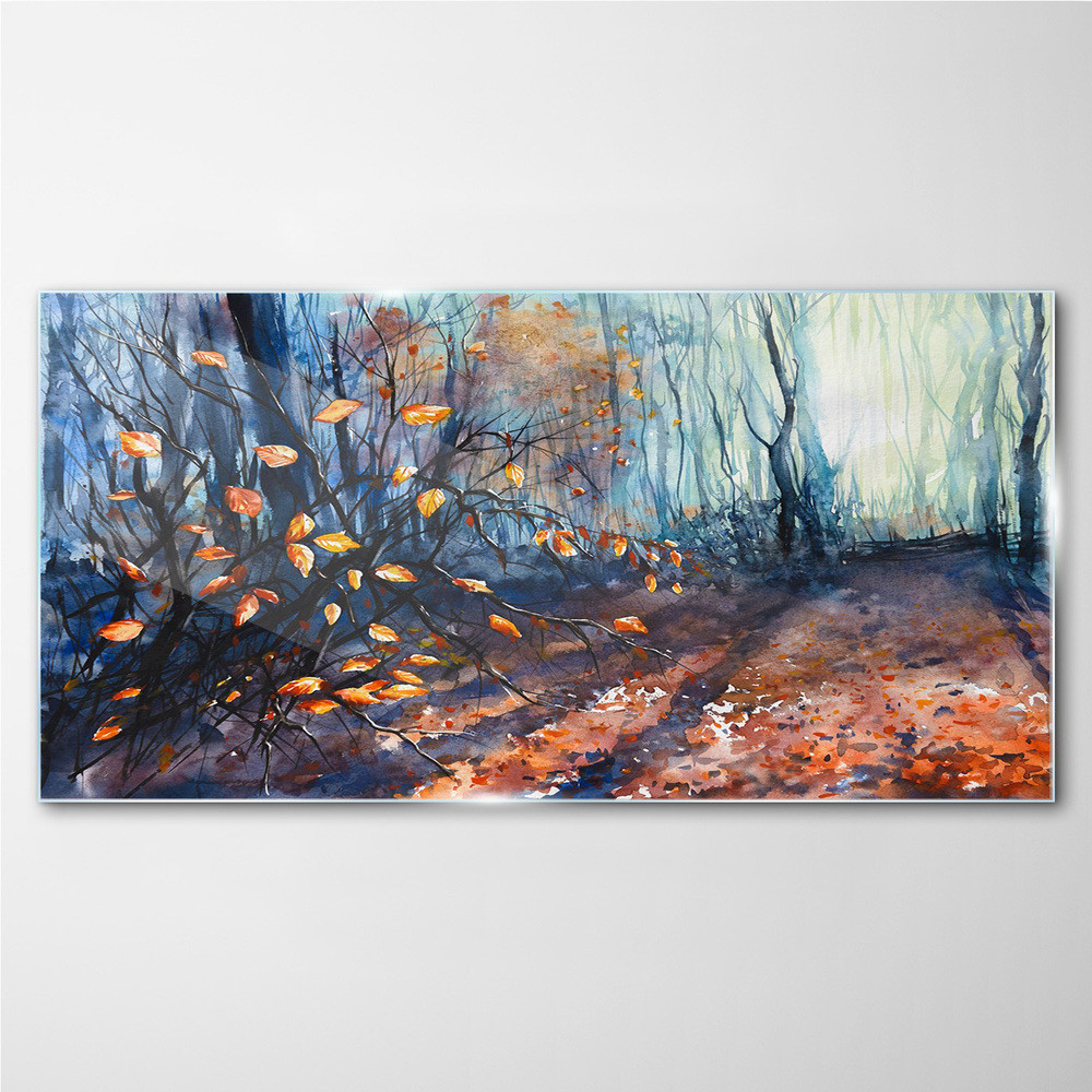 PL Coloray Obraz Szklany Abstrakcja las Liście 100x50cm