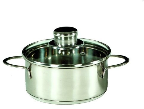 Krüger Karl  Saturn garnek do pieczenia, gotowania, ze stali nierdzewnej, szklana pokrywka, różne rozmiary, srebro, 12 cm 2212 GL