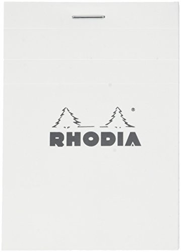 Rhodia 11201 gehefteter notatnik, linie Biały/srebrny, 80 G, DIN A7 74 X 105 MM, 80 kartek, mikroperforiert, osłona pokrywa biała 11201