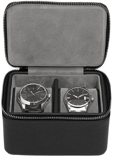 Stackers Pudełko na zegarki podróżne Stackers Pebble czarno-szare dwukomorowe 74801