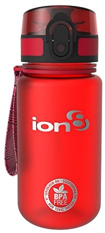ion8 Ion8 zabezpieczona przed wyciekiem butelka na wodę/bidon dla dzieci, pozbawiony BPA (bisfenolu A), 350 ml/12 oz, czerwony, 350ml I8350FSCR