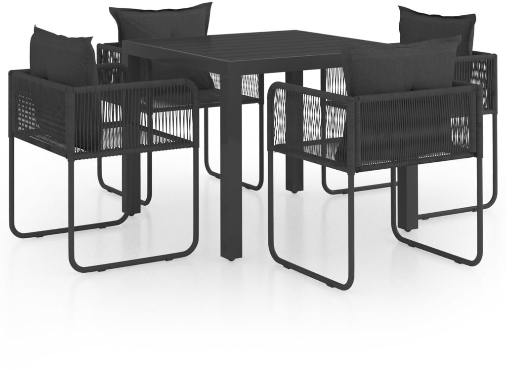 vidaXL 5-częściowy zestaw mebli ogrodowych rattan PVC, czarny