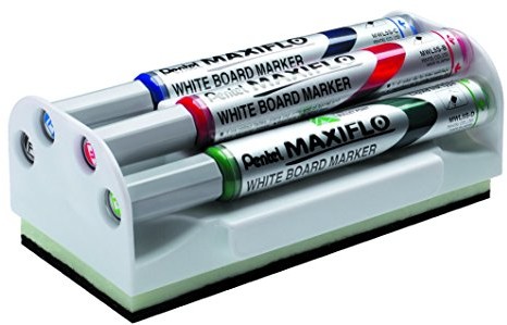 Pentel Maxiflo Board Marker zestaw z gąbką (końcówka okrągła grzywny) MWL5S/4E