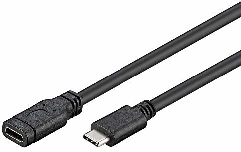 PremiumCord USB-C 3.1 kabel przedłużający 1 m, kabel do transmisji danych SuperSpeed do 5 Gbit/s, kabel do ładowania, USB 3.1 generacja 1 gniazdo typu C na wtyczce, kolor czarny, długość 1 m ku31mf1