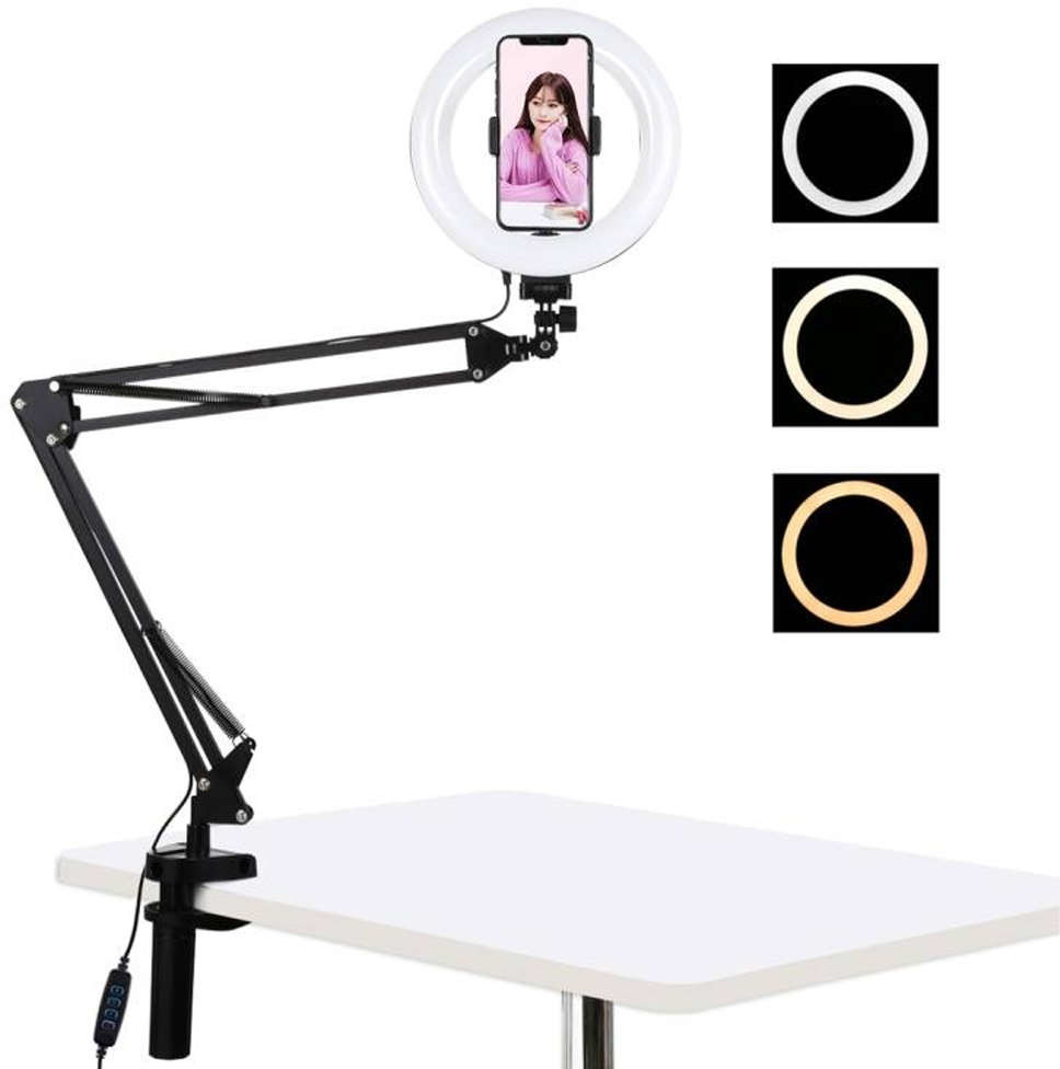 Puluz Puluz Lampa pierścieniowa statyw biurkowy na klips LED 20 cm vlog stream na telefon PKT3089B PKT3089B