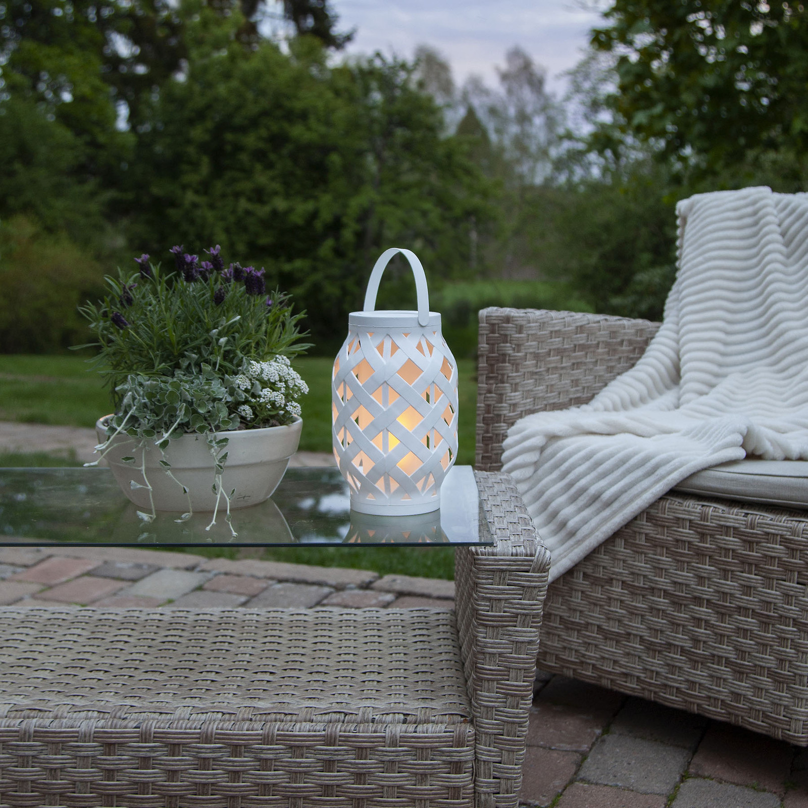 Best Season Latarnia LED Flame Lantern, biała, wysokość 23 cm