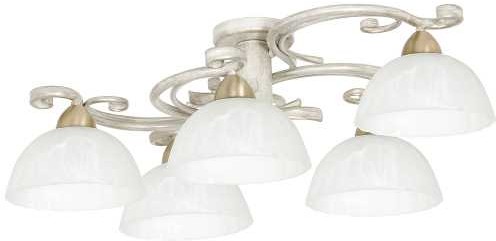 Luminex Plafon lampa sufitowa Aurora White 5x60W E27 srebrny/biały/mosiądz 5972