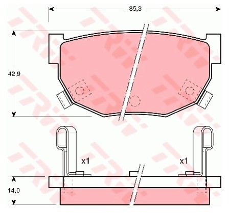 TRW Zestaw klocków hamulcowych, hamulce tarczowe GDB368