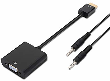 AISENS aisens A122  0126  konwerter HDMI do VGA (Jack 3,5/H, 10 cm + 1 m do podłączenia wyświetlacza), czarny A122-0126