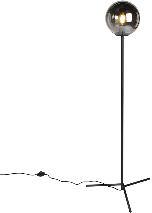 QAZQA Art deco lampa podłogowa czarna z kloszem - Pallon 99145