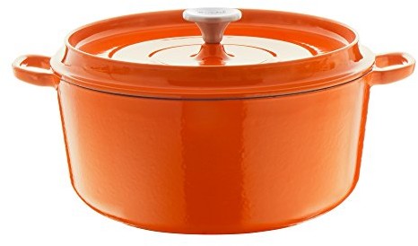 Berndes 034247 żeliwa naczynie do pieczenia z odlewu z pokrywą, 28 cm, pomarańczowy 034247