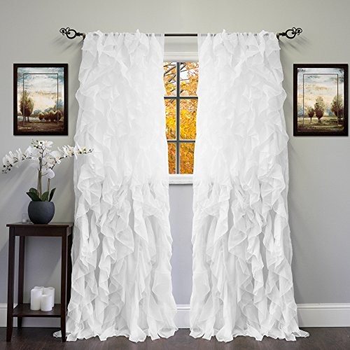 Sweet Home Collection sheer Voile pionowa falbanka okno zasłona panel X, 213,4 x 127 cm Spice, 2 sztuki