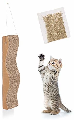 Relaxdays mata do drapania dla kotów, falista, z miętą dla kotów, zabawka z tektury falistej, do zawieszenia, 45 cm szerokości, brązowa