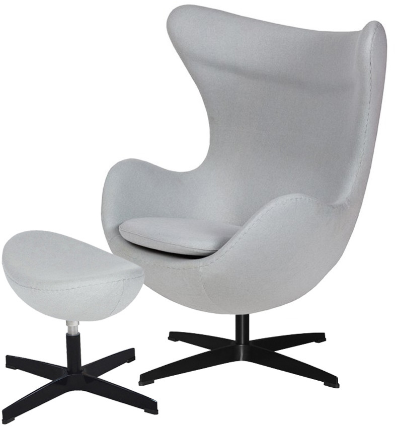 King Home Fotel z podnóżkiem 83x107x72cm Egg szary popielaty/czarny JH-026.JH-027.18B