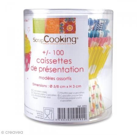 Unbekannt ScrapCooking 5092 100 sztuk foremki do muffinów papier nadaje się do bezpośredniego kontaktu z żywnością wielokolorowa 9 x 8 x 8 cm 5092