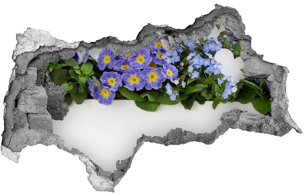 Wallmuralia.pl Naklejka 3D dziura na ścianę Niebieskie kwiaty