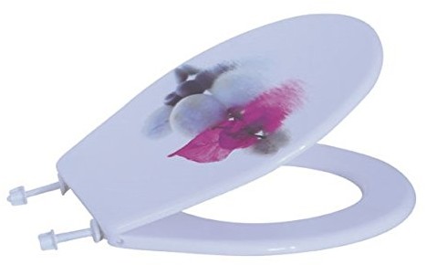 MSV 140818 deska sedesowa Borneo polipropylenu/MDF/zawiasami ze stali nierdzewnej z białym nadrukiem na 3 stronach 42,5 x 36,5 x 1,7 cm 140818