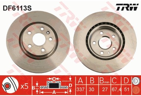 TRW Tarcza hamulcowa DF6113S
