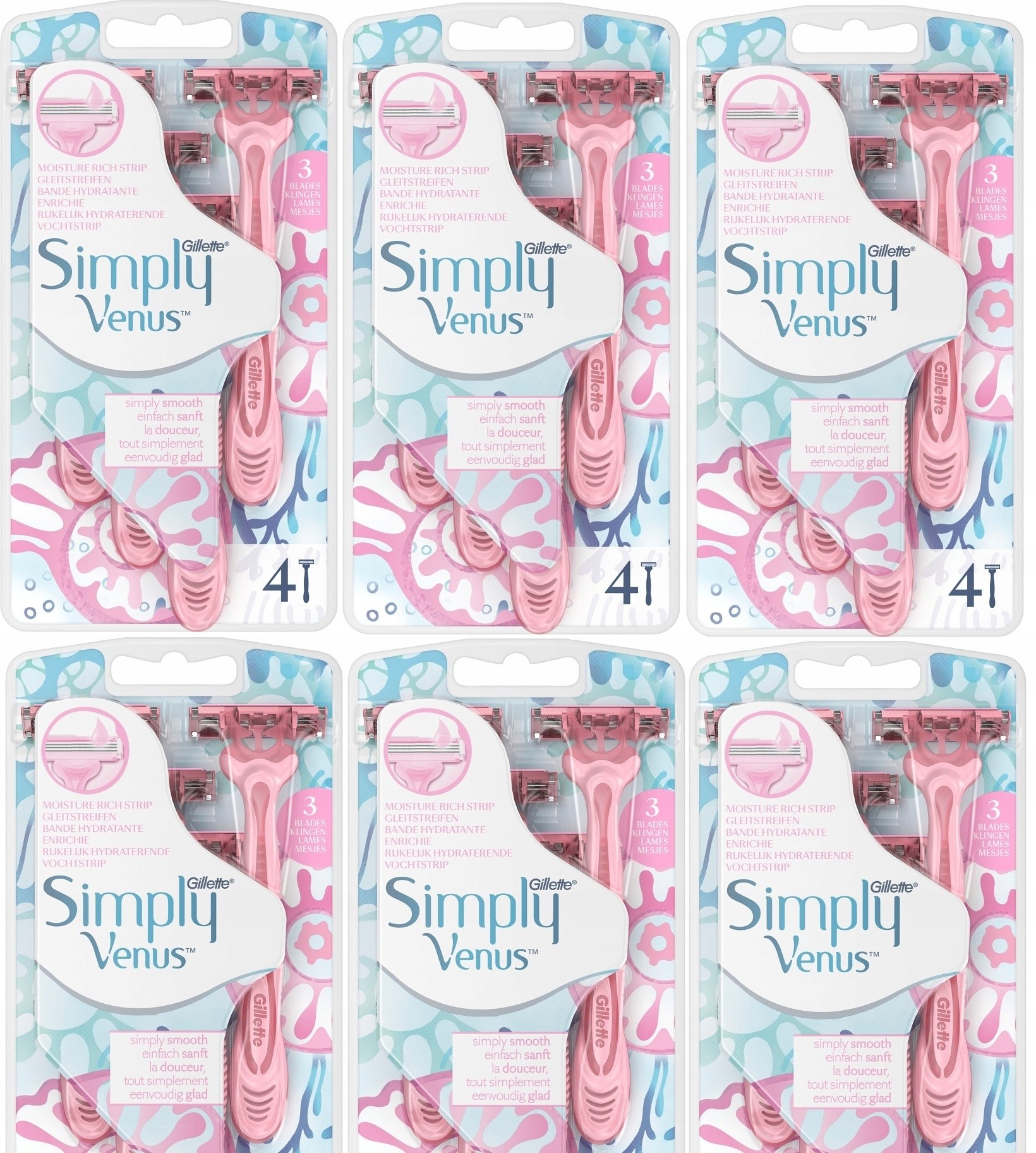 Gillette Maszynki Simply Venus 3 6x4PAK Dla Kobiet